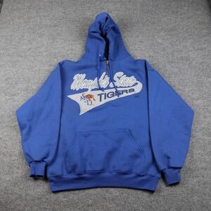 Vintage Memphis State Tigers Hoodie Mens XL Blue NCAA College Sweatshirt 90s